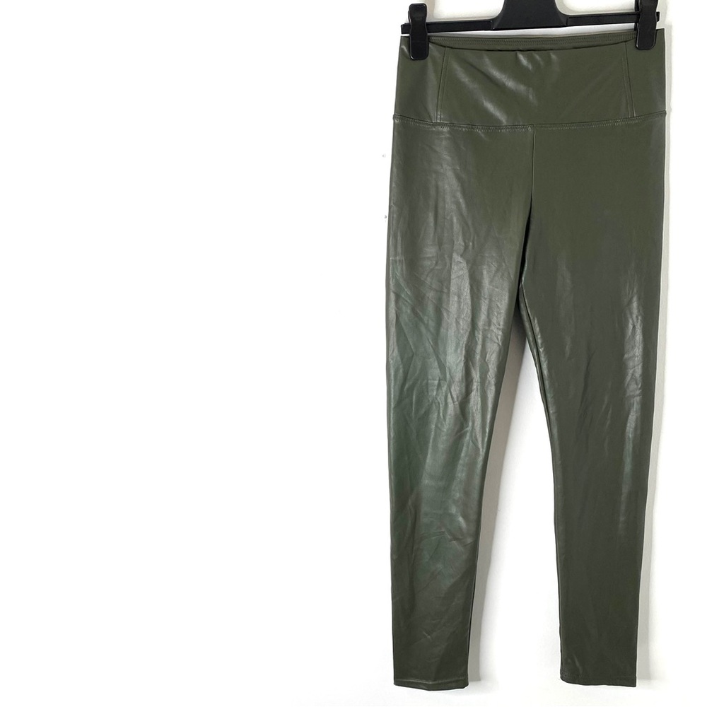 Bagatelle Olive Green Faux Leather Pants Pull-On Stretch Soft Lined Sleek Fit